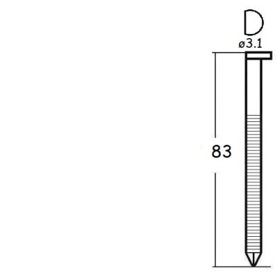 Clou BEA BK RING D34 bande acier clair annelées ø3,1 x 83 mm (2 200pc) + 2 gaz