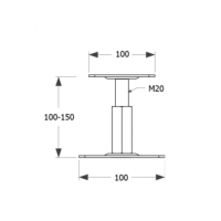 Pied de poteau à cheviller PR100/100/100-150, réglable