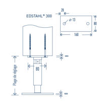 Pied de poteau à cheviller Edstahl Type 300, platine rectangulaire, réglable