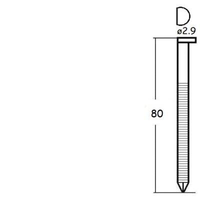 Clou BEA BK RING D34 bande acier clair annelées ø2,9 x 80 mm (2 200 pc) + 2 gaz