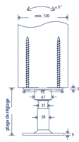 Pied de poteau à cheviller Herakulix XS Type XS RG, platine rectangulaire, réglable