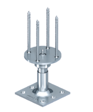 Pied de poteau à cheviller Herakulix XS Type XS QG, platine carrée, réglable