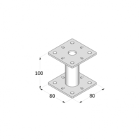 Pied de poteau a cheviller PMF 80: 80 x 80 x 100 x 5,0 mm, non réglable, platine carrée