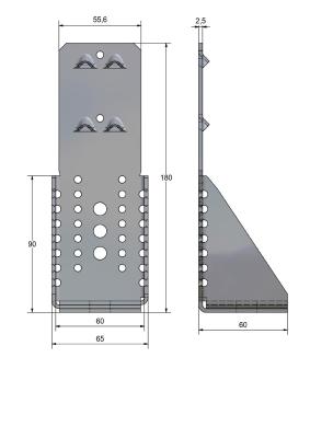 Equerre d'assemblage spécial TRI-Z Mini 60/180, pour ancrages MOB, avec vis